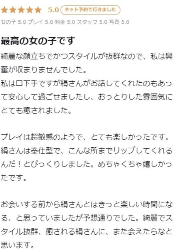 絹/きぬ、プロフィール天王寺 4
